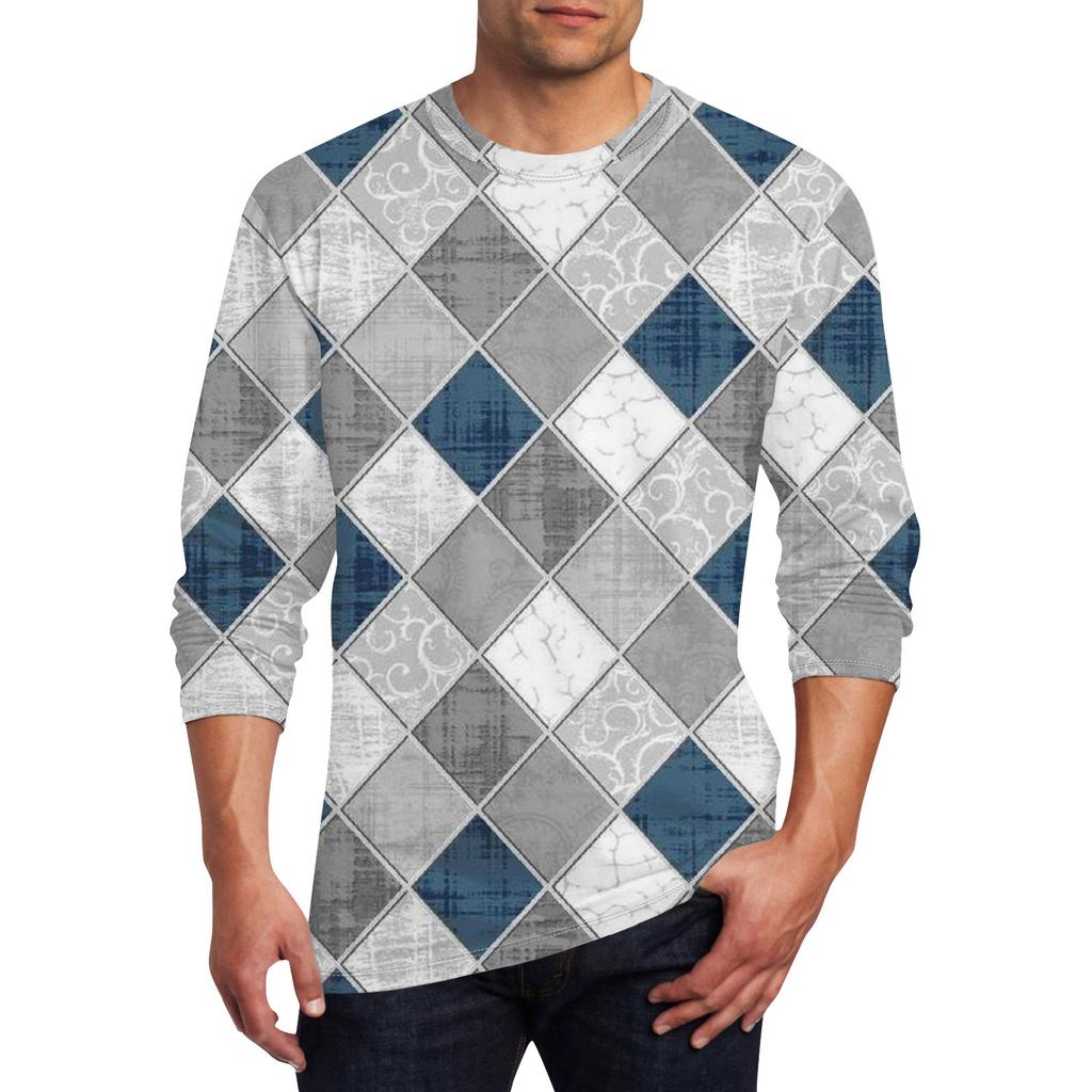 Муж. Футболка Круглый вырез Одежда Одежда На открытом воздухе Длинный рукав С принтом Модельер Винтаж