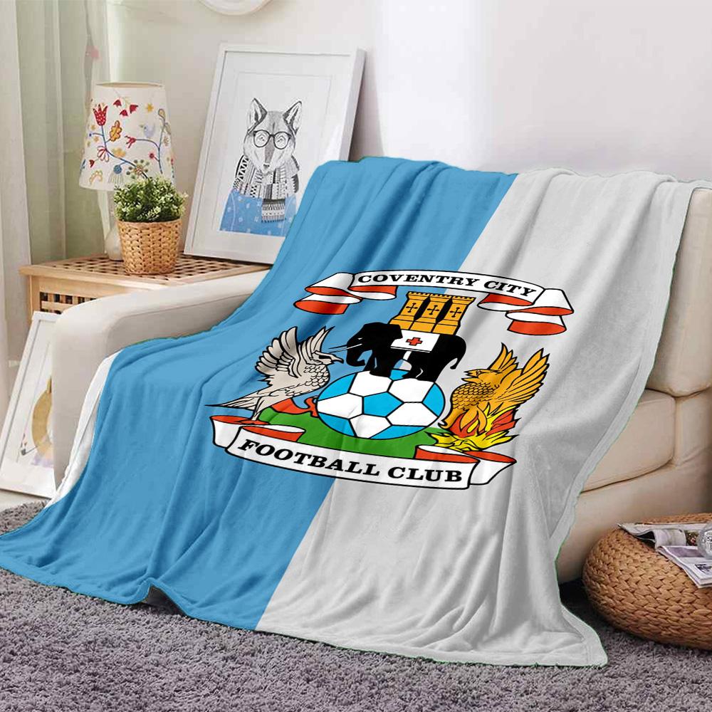 Coventry City Football Club Badge Flag Print Flannel Blanket Soft Warm Throw Blanket for Sofa Bed Living Room