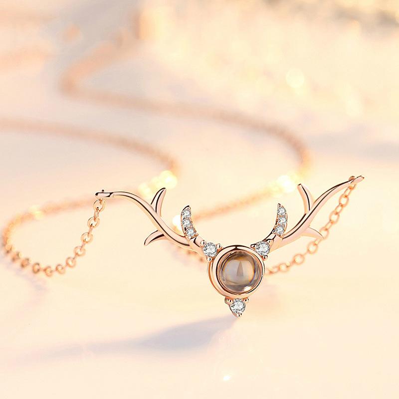 Yilu You Project Ожерелье для женщин Японский и корейский Простые студенты Mori Tie Маленький кулон в виде рогов лося Цепочка на ключицу Цепочка на шею