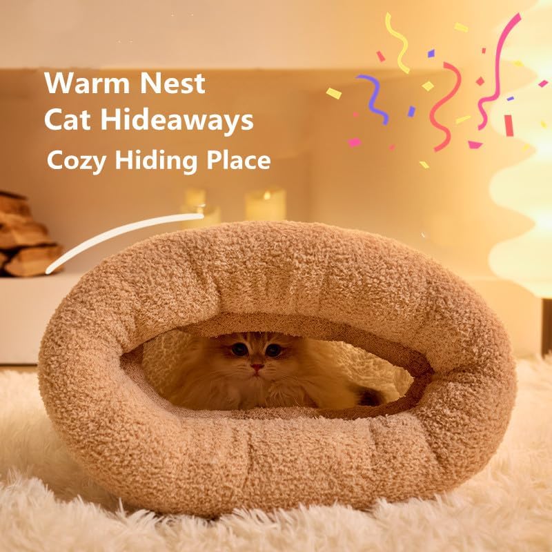 Cat Sleeping Bag Bed, Winter Soft Plush Sack Self Warming Cave Bed for Indoor Cats, Hideaways Pet Snuggle Sack for Kitten Puppy (Blue, L-21 x18)