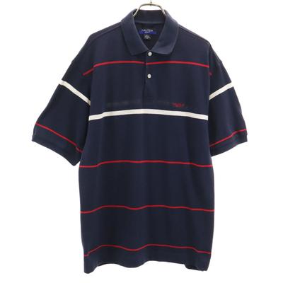 NAUTICA GOLF Поло с коротким рукавом в полоску M Темно-синий Олень Мужская Б/У