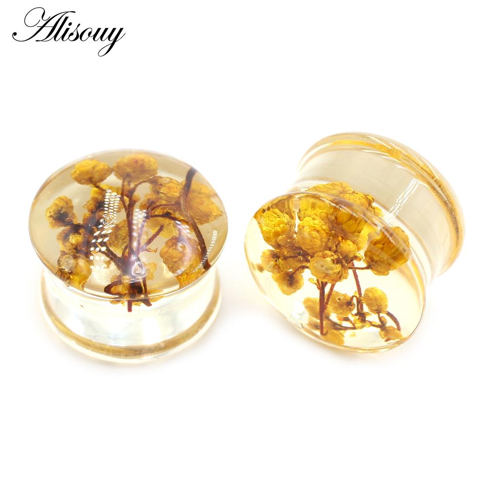 Alisouy 2 шт. прозрачный акриловый цветок лист одуванчик снежинка ушные манометры туннельная пробка носилки расширитель пирсинг украшения для тела