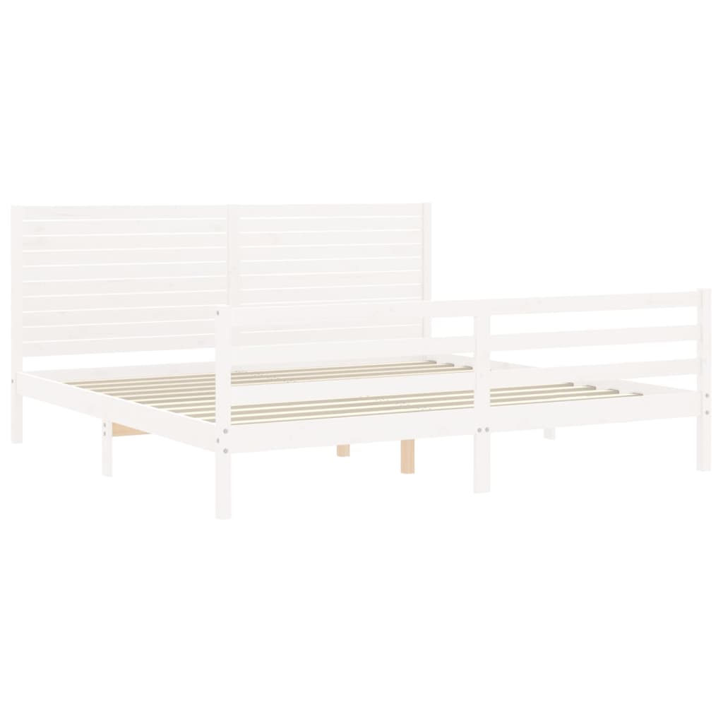 Solid Wood Bed with Headboard White 200x200 cm