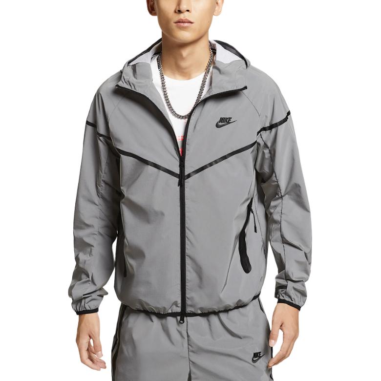 Nike Тканые куртки и пальто FW24 Flash Мужские Светоотражающие Серебристо-Черные FZ7586-035