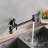 Латунный встраиваемый черный кухонный смеситель для раковины одинарный холодный поворотный на 360 градусов складной смеситель балкон прачечная бассейн удлиненный смеситель
