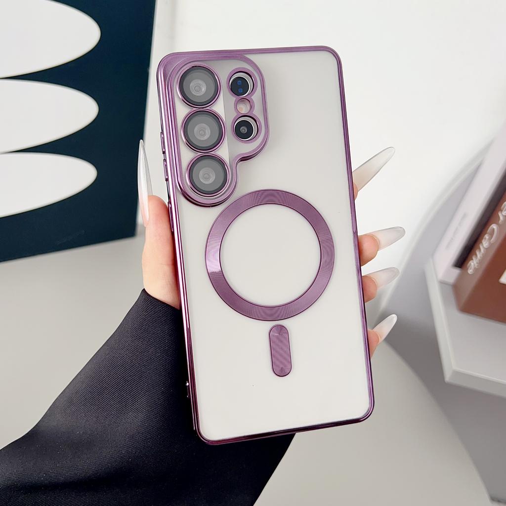 Роскошное прозрачное покрытие для чехла с беспроводной зарядкой Magsafe для Samsung S26 S25 S24 S23 S22 S21 S20 FE Ultra Plus Note20 10 Мягкий чехол