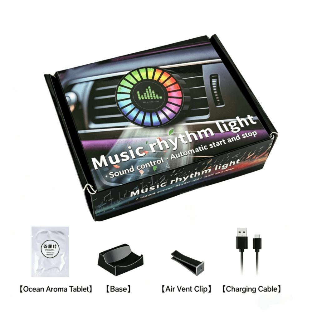 Rechargeable Car Aromatherapy Lamp Vent Clip RGB Music Rhythm Lamp Car Fragrance Light Automotive
