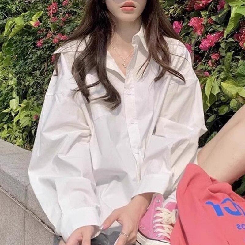 Korean Long Sleeve White Shirt Women Spring And Autumn Casual Loose Woman Blouse Office Lady 2023 Fashion Elegant Shirts 29288