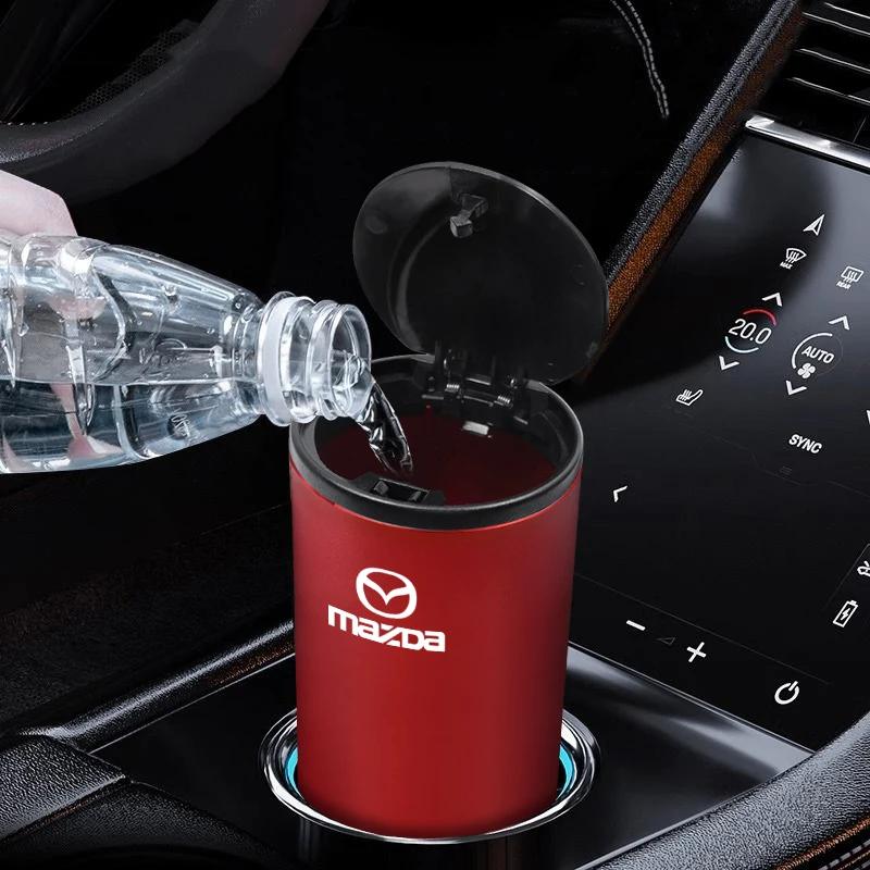 2025 Hot Car Cup Trash Can Aluminum Alloy Garbage Bin Ashtray For Mazda 2 6 3 CX5 CX80 CX70 CX90 MX30 CX60 CX50 CX30 BT50 e-TPV