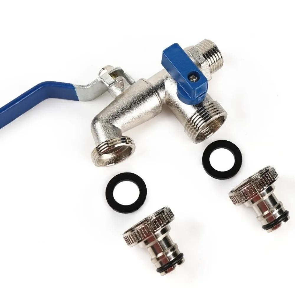 1/2'' Double Head Water Faucet Garden Irrigation Garden Watering Valve Switch Washing Machine Accessory Thread Alloy Sink Tap