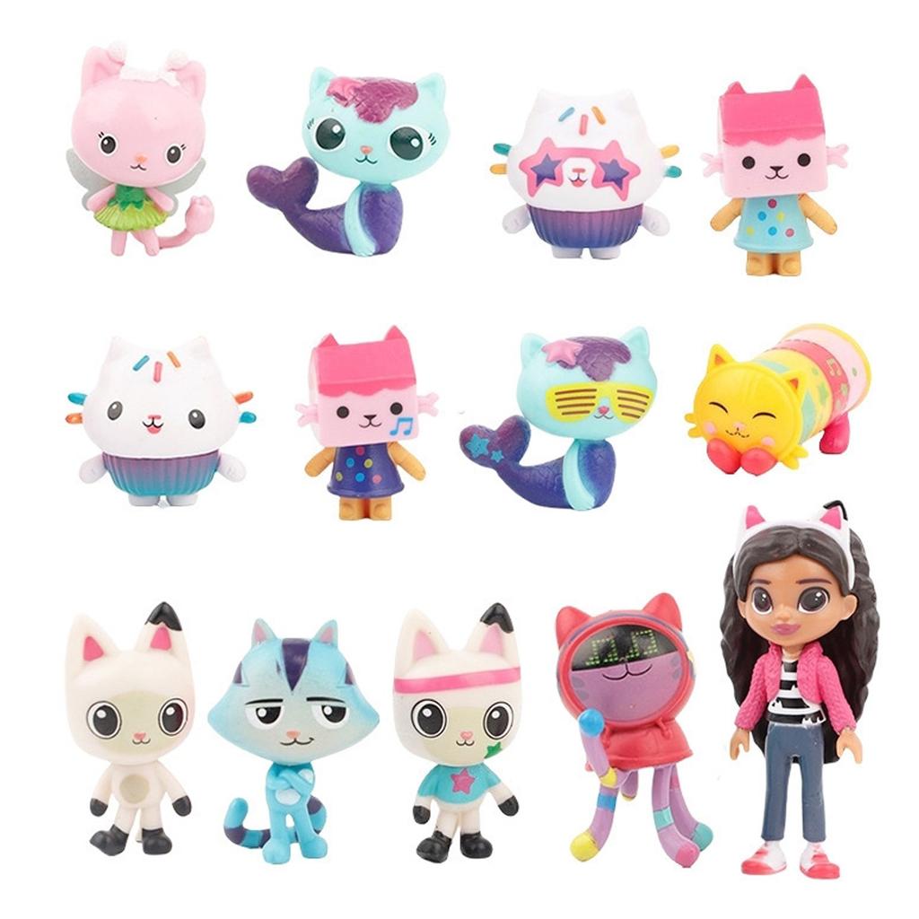 13pcs/set PVC Dollhouse Figure Toy Cartoon Stuffed Animals