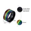 Fashion Men Stainless Steel Black Rainbow Color Ring Band Pride Gay Rings Finger Jewelry Gift