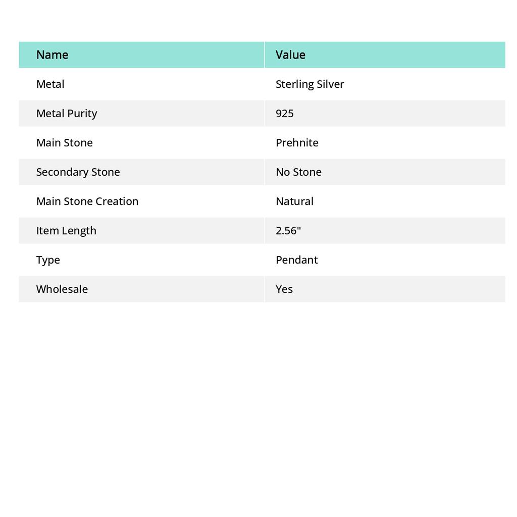 Натуральный пренит драгоценный камень 925 стерлинговое серебро ювелирный кулон 2,56" n5K94