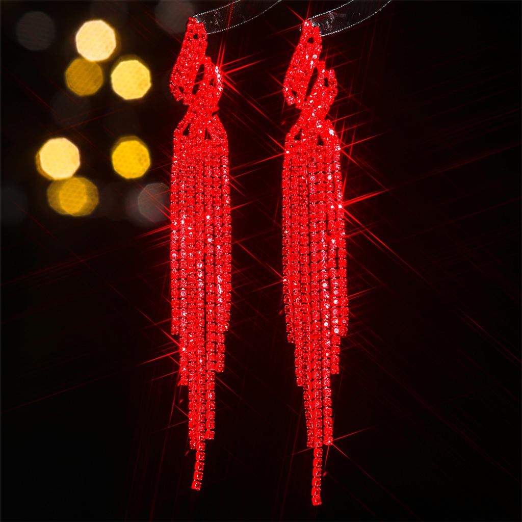 Модные темпераментные блестящие длинные серьги-кисточки со стразами, высококлассные серьги Sense Of Red, вечерние серьги, женские серьги, 1 пара