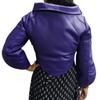 Noor Womens Purple Leather Jacket | Slim Fit Cropped Style Motor Biker Leather Jacket | Sheep Leather Jacket | Gift For Her