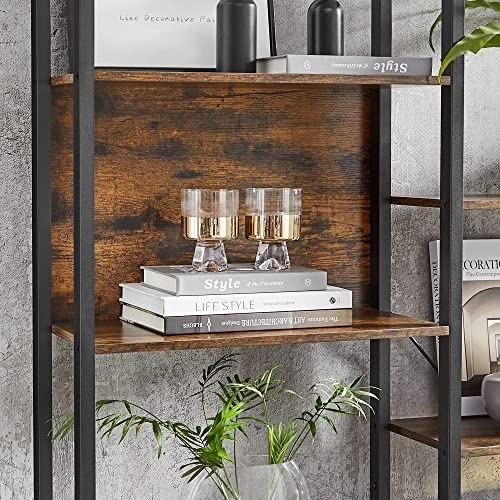 Bookcase, Shelves with 14 Storage Shelves, Metal Frame, Living Room, Study, Office, Industrial Style, 158 X 24 X 166 Cm, Rustic