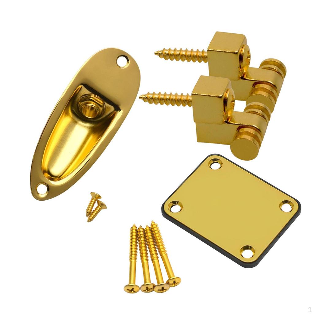 Electric Guitar Neck Plate Parts with Screws 4 Holes Metal Rectangle Thick Connecting