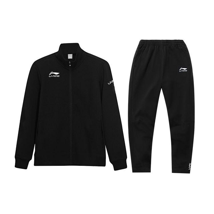 Li-Ning SS22 Стойка воротник спортивные штаны повседневный бег спортивный комплект с капюшоном мужские комплекты черный AWES011-2