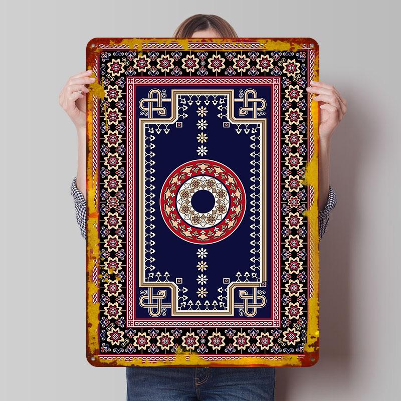 Persian Rug Design Poster Customized Wall Art Vintage Metal Signs Retro Tin Plaque for Man Cave Coffee Bar Accessories Wand Deko