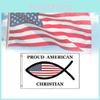 Proud American Christian Flag 3x5 Ft Fish Flag Jesus Christ Religious Symbol Usa
