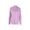 Polo SS23 Полосатая рубашка с вышитым логотипом и длинным рукавом Женские рубашки Темно-розовый 211891379-004