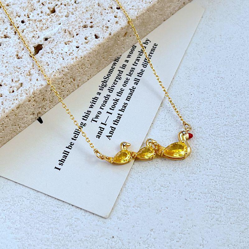 Элегантный набор ожерелья и браслета с желтым утенком, инкрустированным цирконами