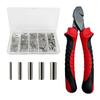 Fishing Crimping Pliers with 250 Crimp Sleeves Anti-slip Ergonomic Handle Tube Wire Rope Crimping Tools Swager Crimper Outdoor Fishing Accessories