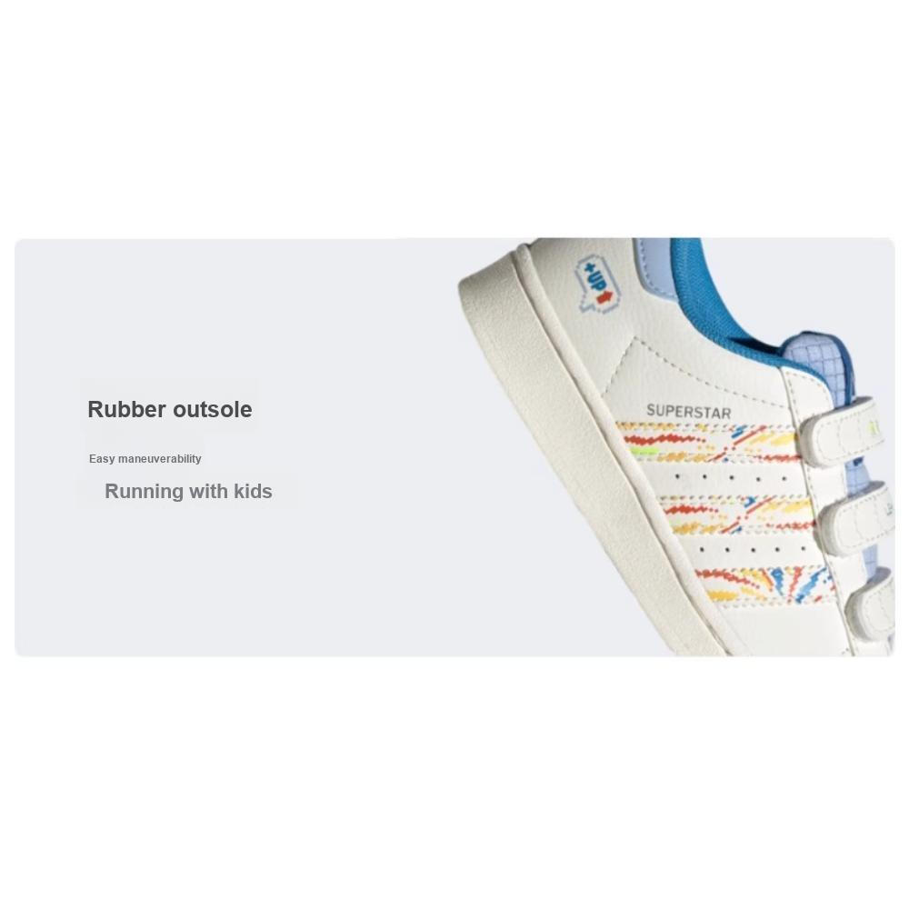 Adidas Originals Superstar Comfortable Casual Durable Low-Top Kids Skate Shoes Kids Sneakers White Blue IF4320