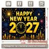 1 шт. С Новым годом 2027 Часы Фейерверк Декорация Фон Праздничный Фон Декорации Для Фотостудии Будки Вечеринки