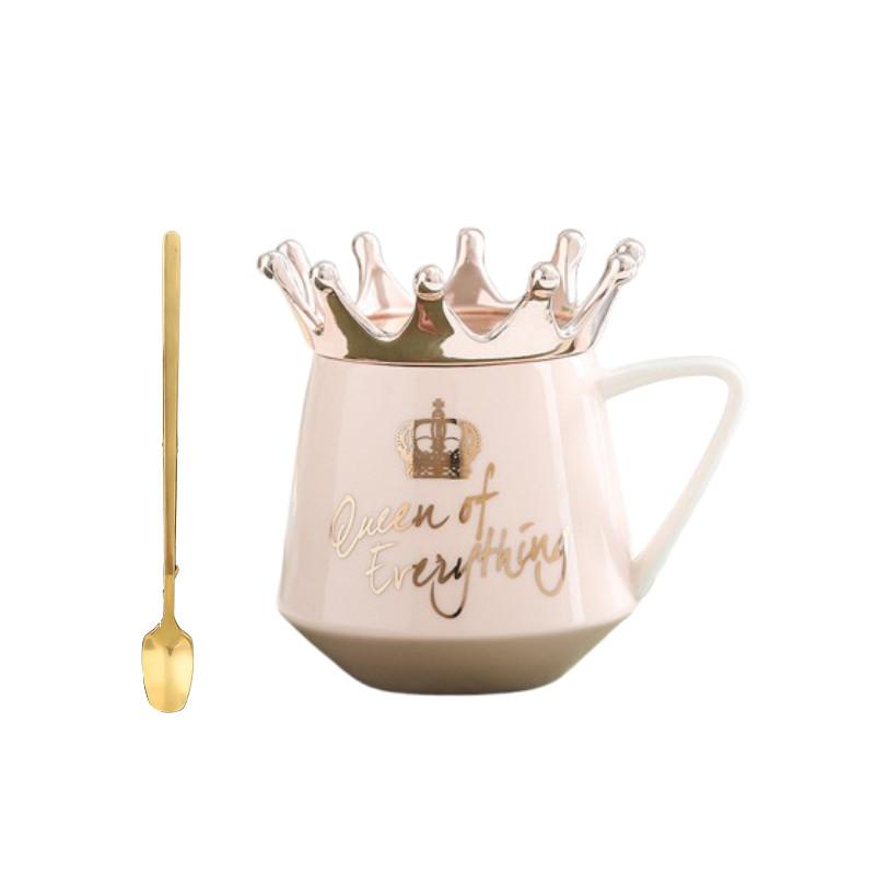 Элегантная белая керамическая кружка с крышкой-короной и ложкой для перерывов на кофе дома и на работе