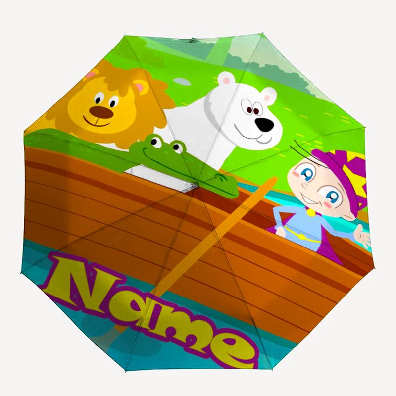Custom Name Aggu The Little Wizard Theme Automatic Umbrella, Lightweight & Portable, 8 Rib, Perfect for Outdoor Travel, Birthdays, Christmas, Gifts.