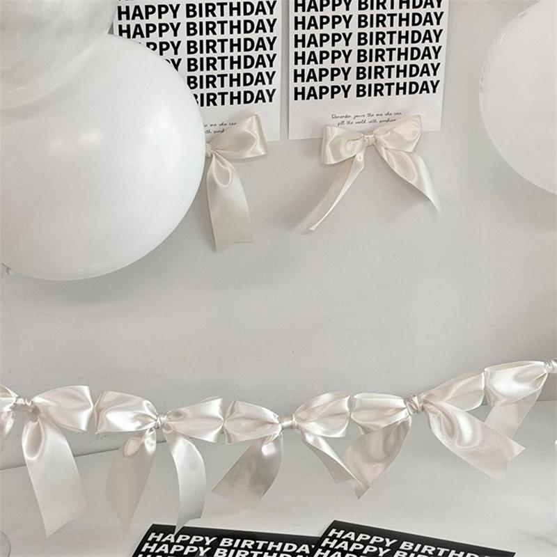 Bowknot Ribbon Garland Flags Princess Girls Room Wall Hanging Banner For Kids Birthday Baby Shower Wedding Party Decoration