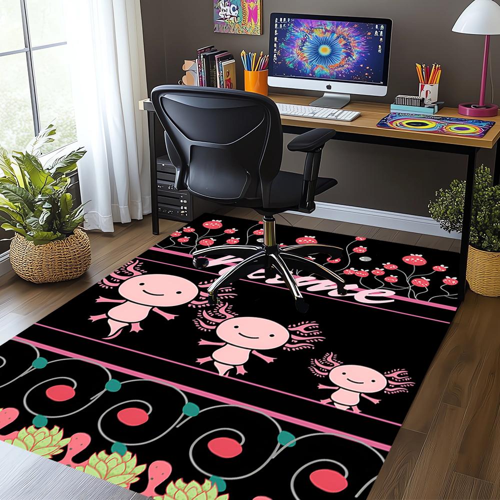 Custom Name Axolotl Printed Carpet,Rug for Office Chair Living Room Bedroom Kitchen Room Decor Gifts.