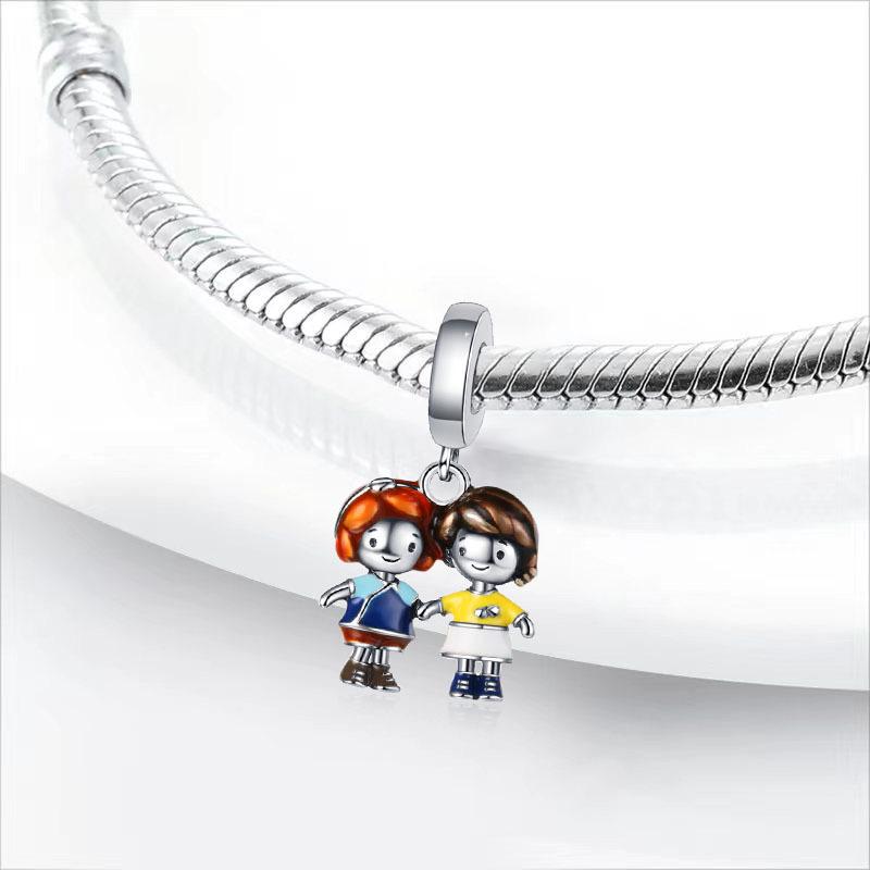 New 925 Silver Charm Fit Original Bracelet Accessories Women Jewelry Best Friend Series Duck Umbrella Coffee