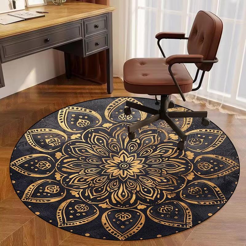 Домашний декор Европейский круглый ковер для спальни Прикроватный коврик для вращающегося кресла Мягкий Нескользящий Коврик для зоны кофейного столика Коврик для пола в столовой