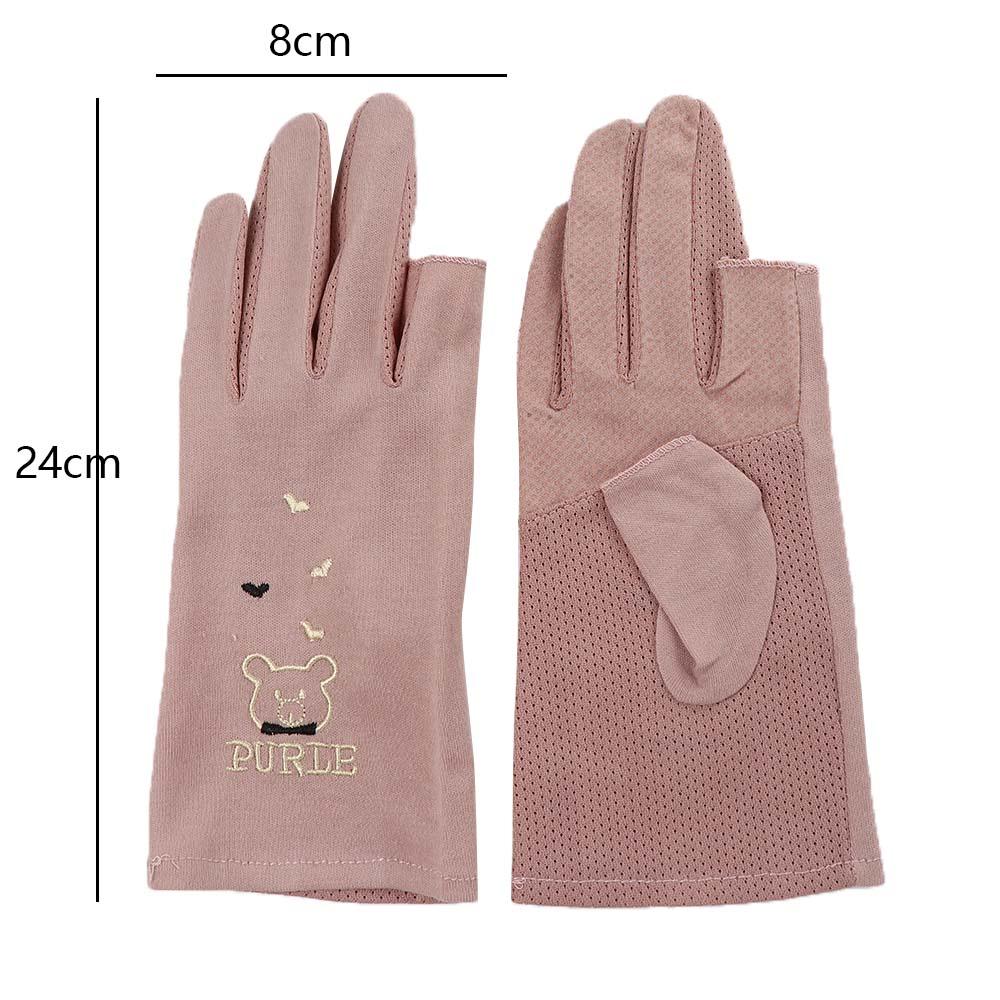 Cute Anti-UV Lady Summer Women Drive Mitten Thin Gloves Sunscreen Mittens Five Fingers Mitts