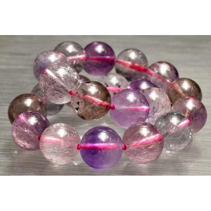 Used [1 item] TransparentMulticolor Super Seven 9mm Bracelet Power Stone Natural Stone _MD5688