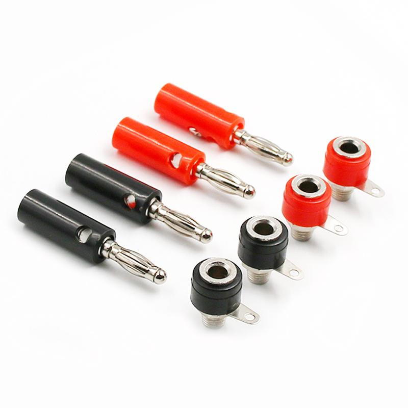 4mm Banana Plug+Socket Connectors For Speaker Wire Pin DIY Tester Instrument Terminal