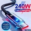 0,25/1/1,5/2 м 240 Вт Нейлоновый USB C PD Супербыстрая зарядка Кабель для передачи данных со светодиодным дисплеем USB на Type-C Быстрая зарядка Кабели для передачи данных Новый