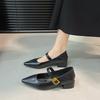 High-end Pointed Leather Single Shoes Women's Autumn New Korean Version French Gentle Fairy Temperament High-heeled Mary Jane Shoes