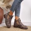Large Size Autumn and Winter New Belt Buckle Round Head Thick Bottom Short Tube Fashionable Zebra Pattern Women's Martin Boots