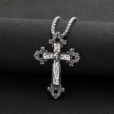 Кулон Череп Крест из титановой стали, мужское ожерелье