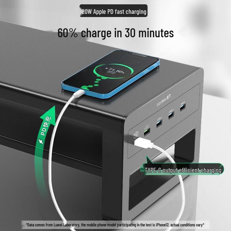 Monitor Riser Stand with USB Hub and Storage Drawer