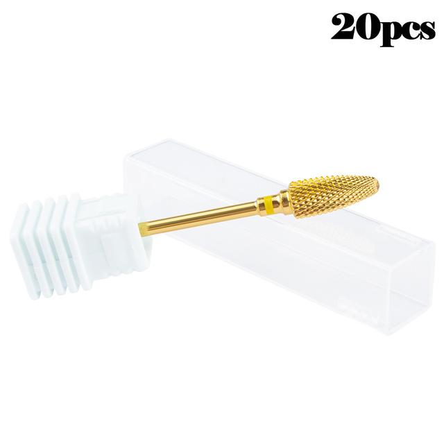 20 шт. вольфрамовые сверла для ногтей, маникюрная дрель для машинного удаления гель-лака, фреза, аксессуары для фрез, пилочки для ногтей, буфер