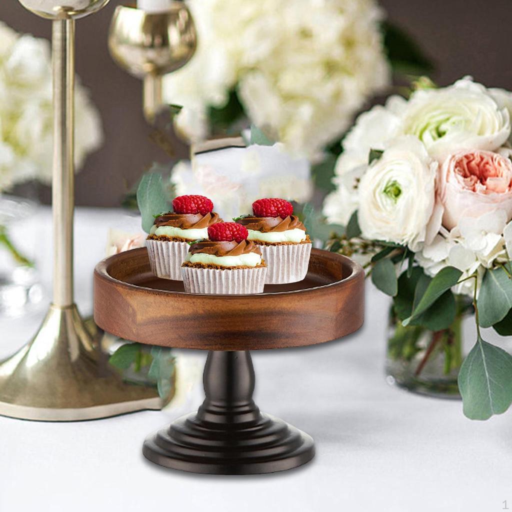 Cake Stand Display Rustic Decorative Round Wood Fruit Tray Dessert Table for