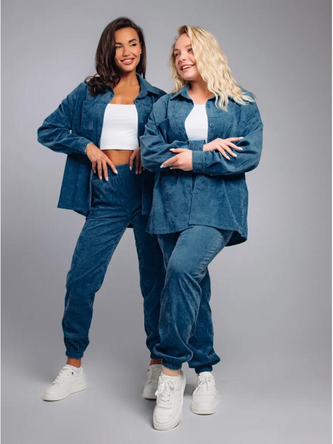 2025 Retro Plus Size Corduroy Shirt and Pants Set for Women