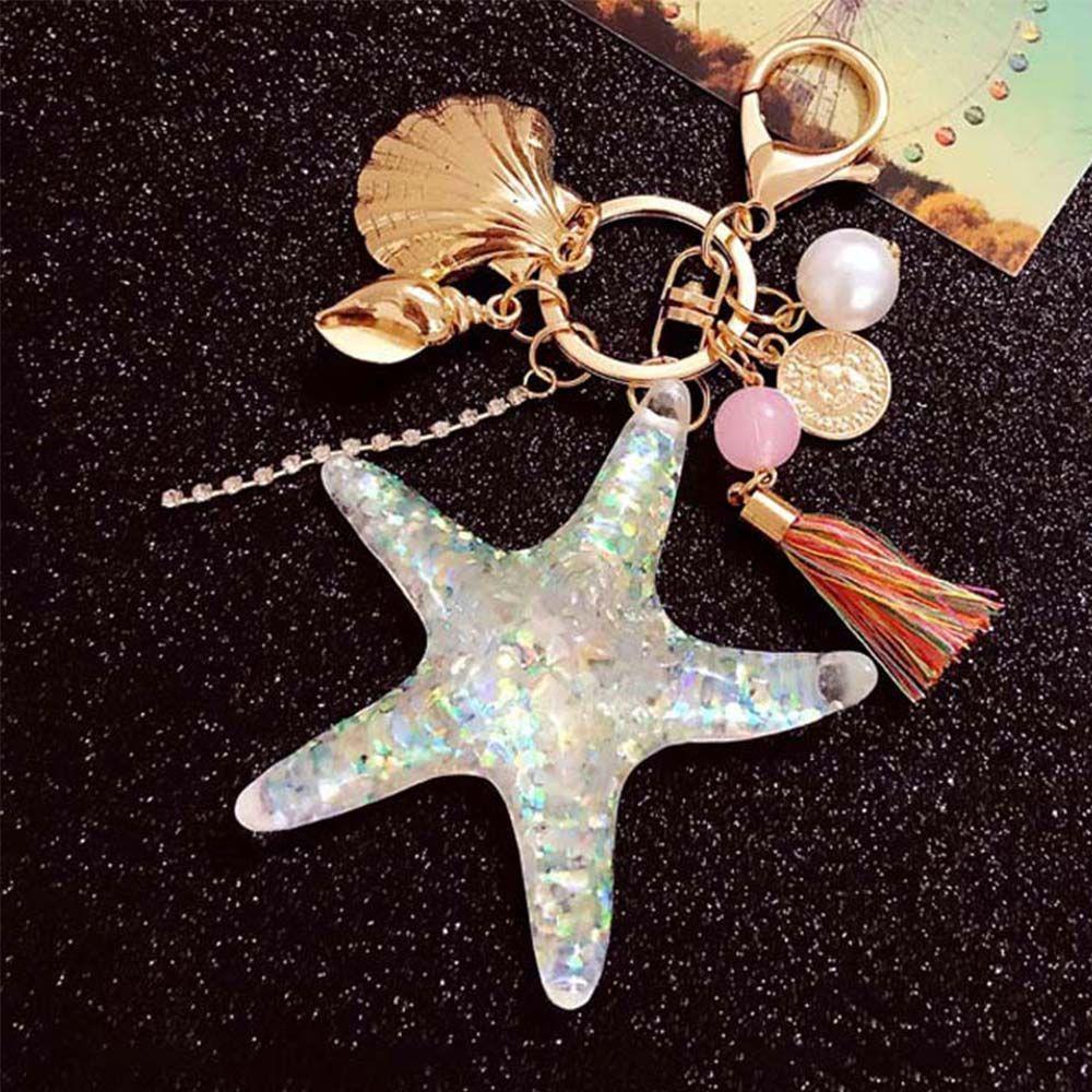 Chain Women Pendant Pearl Starfish Accessories Starfish Keychain Key Ring Shell Keychain Key Chains