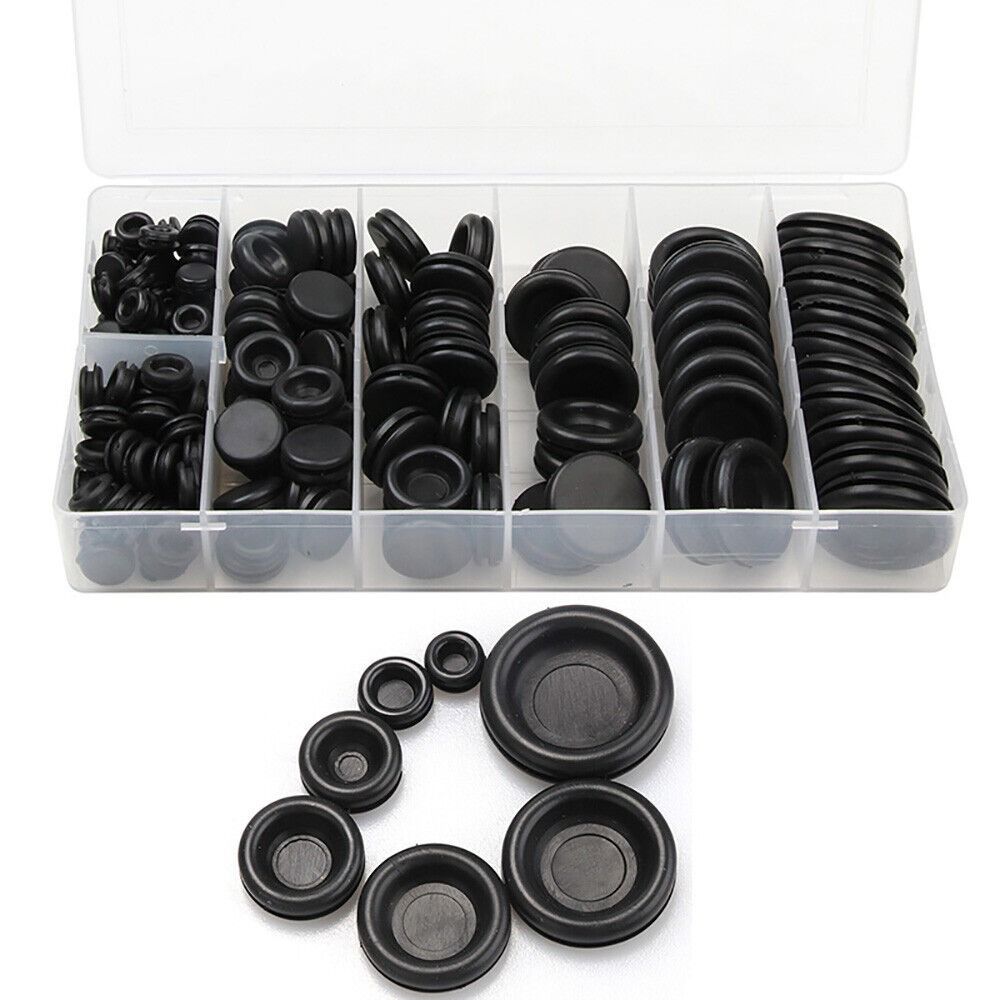 200Pcs Closed Hole Plugs Rubber Grommets Black Washers for Wiring NEW Firewall Grommet