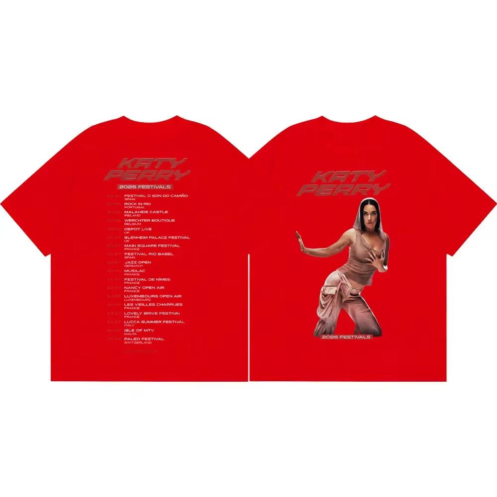 Vintage Washed Katy Perry The Lifetimes Tour 2026 Pop Music Tour Merch Graphic T-shirt Men Women Printed Tee Summer Casual Fashion Clothing Unisex