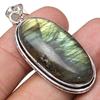 Pendant Shiney Labradorite Gemstone Handmade Silver Jewelry 2"